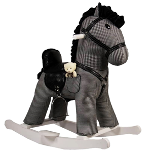 راکر اسب کودک چوبی طرح دار سفید - مشکی -اسباب بازی